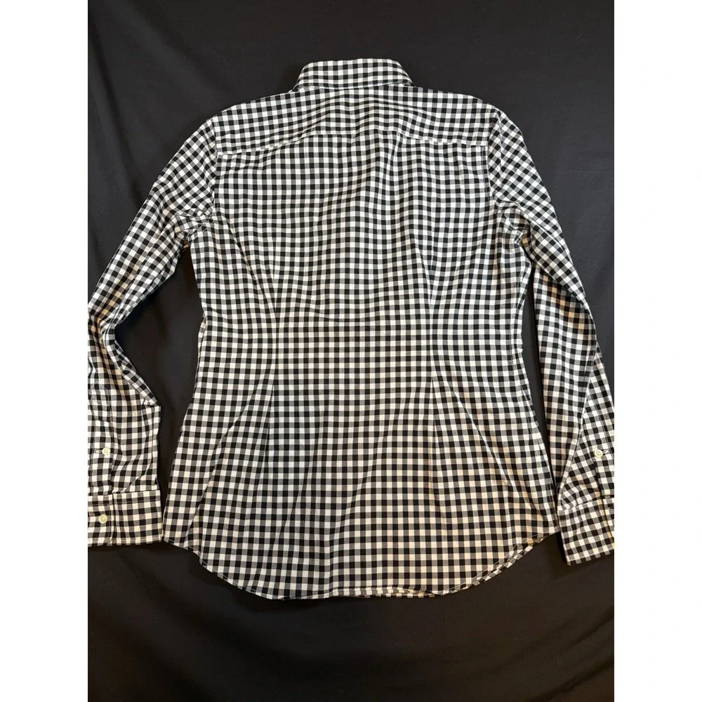 Ralph Lauren Black & White Checkered Boy's LS Dress Shirt, Slim Fit M